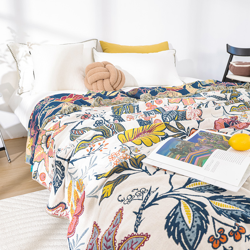 New Multi-layer Four Seasons Universal Cotton Gauze Skin-friendly Tassel Towel Quilt Blanket Air-conditioning Blanket for Adult Couple