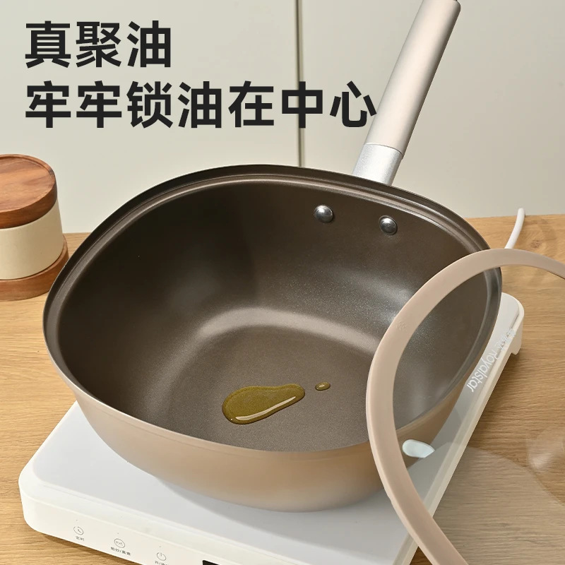Titanium Porcelain Square Wok Non-Stick Pan Household Flats-Bottomed Wok Non-Stick Pan Gas Stove Induction Cooker Universal Gift Pan