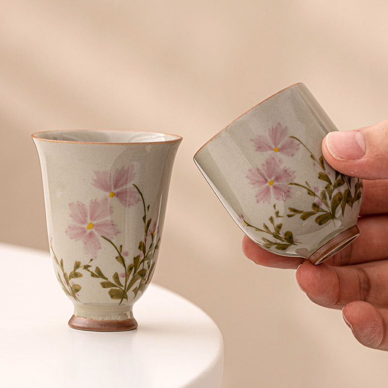 Plant Gray Daisy Scent Cup Master Cup Kung Fu Tea Set Ceramic Tea Cup Tea Cup Household Water Cup Single Cup