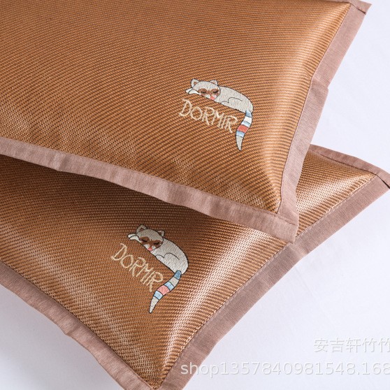 Ice Vine Summer Cooling Pillow Double-Sided Buckwheat Pillow Core Sorghum Shell Children's Pillow Adult Ice Silk Cooling Bamboo Pillow Single Summer Embroidery