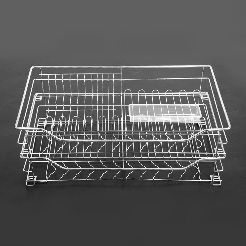Manufacturer Wholesale Pull Basket Round Tube Damping Pull Basket Buffer Pull Basket Multi-Functional Stove Pull Basket Double-Layer Dish Pull Basket
