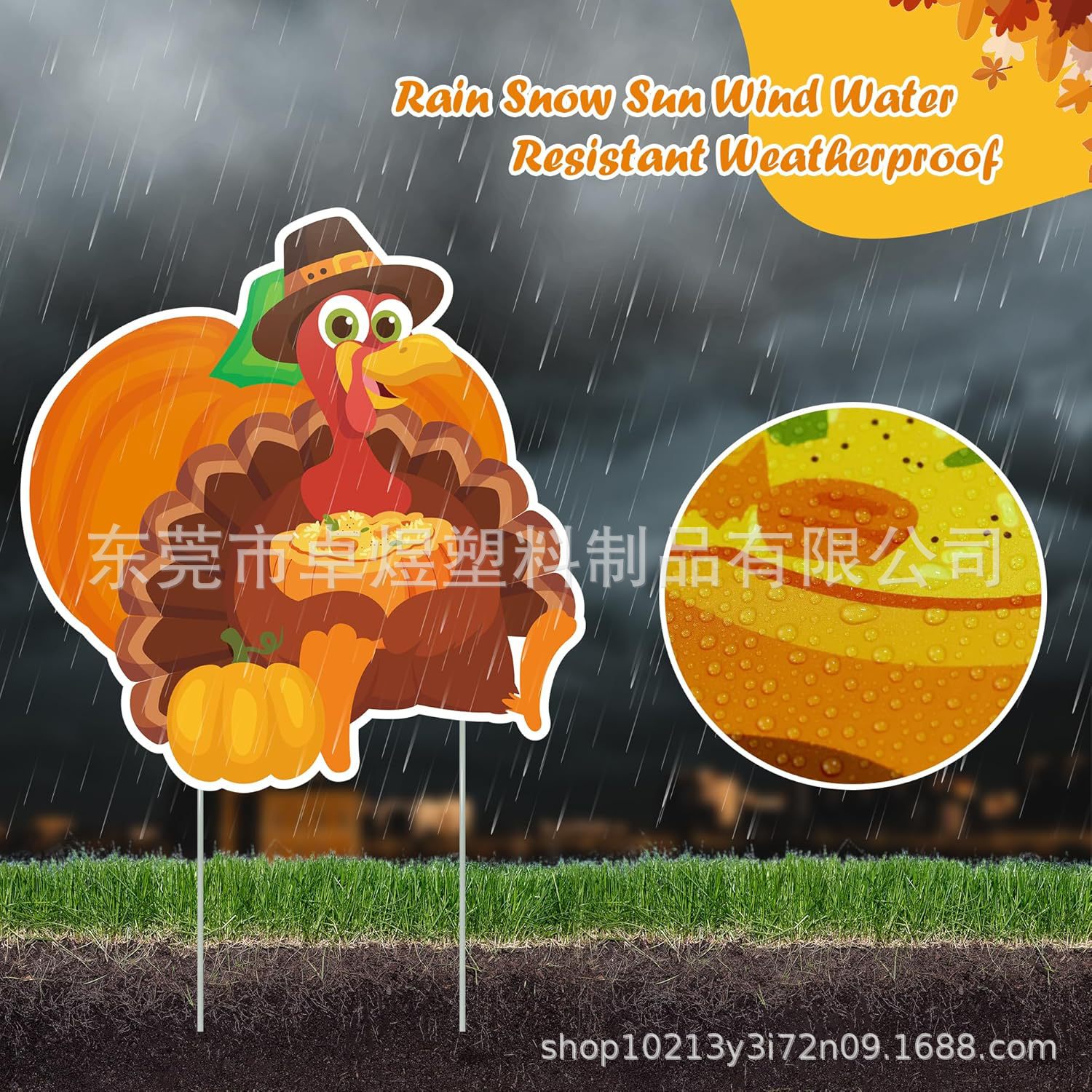 Thanksgiving, Scarecrow Pumpkin Yard Sign with Stake Thanksgiving Decor Outdoor Fall Pumpkin Garden, Lawn