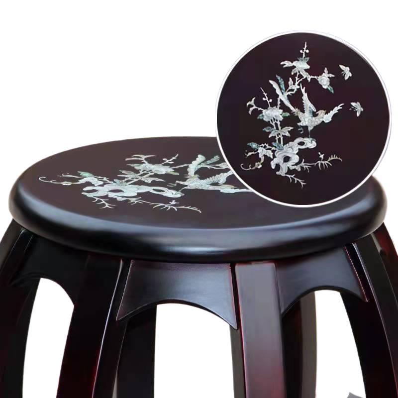 Solid Wood Stool Round Stool Drum Stool Chinese Dining Table Stool Guzheng Stool Stool Shoe Changing Stool Strong and Durable