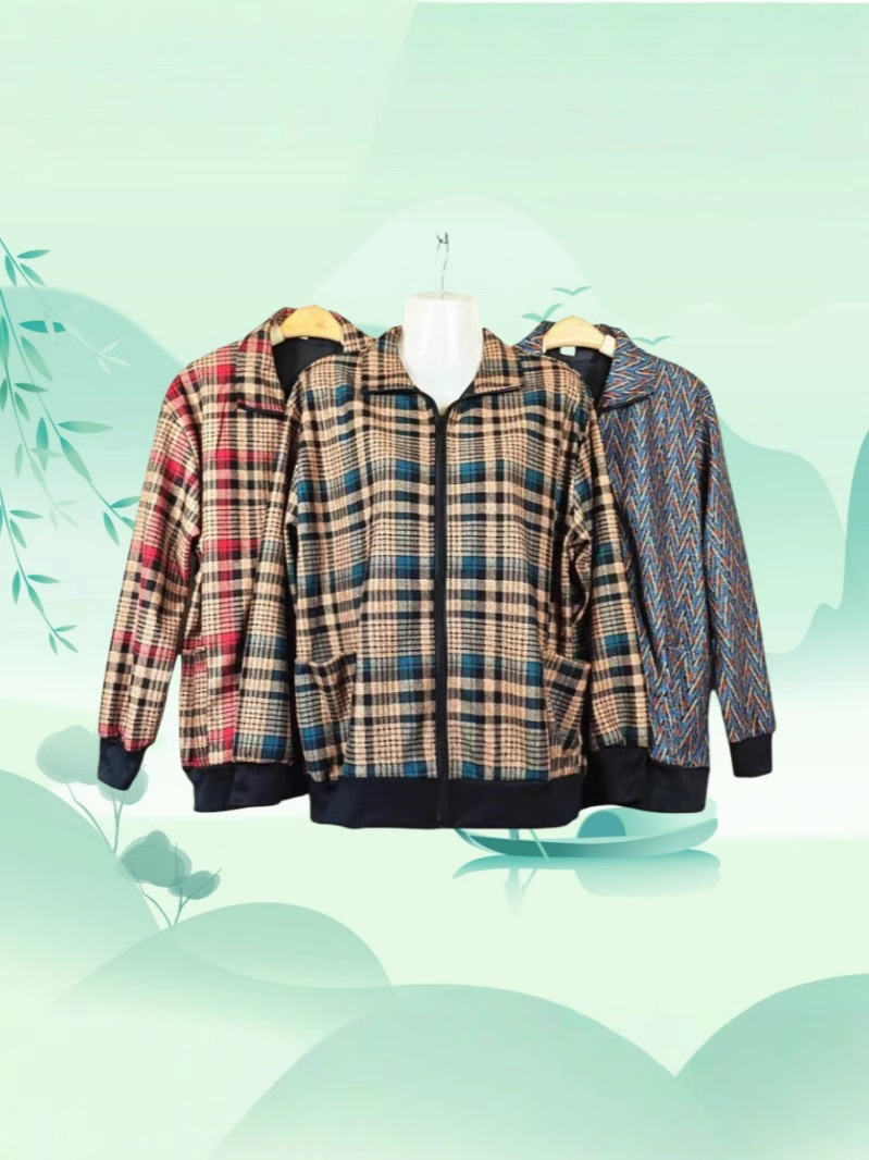 Spring and Autumn Short Coat New Middle-aged Mother Women's Top Stylish Middle-aged and Elderly Women's Plaid Fashion Jacket