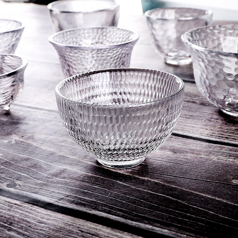 Japanese Style Hammer Pattern Glass Tasting Cup Gold Crystal Transparent Kung Fu Tea Set Home Master Small Tea Cup Tea Bowl