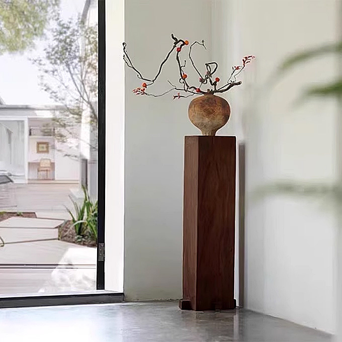 Столик в стиле ваби-саби, квадратный, деревянный пень, подставка для цветов, ретро-дизайнер