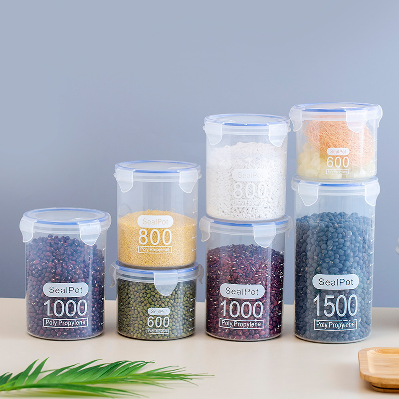 Transparent large refrigerator sealed jar kitchen grains storage box plastic milk powder jar food jar grains jar