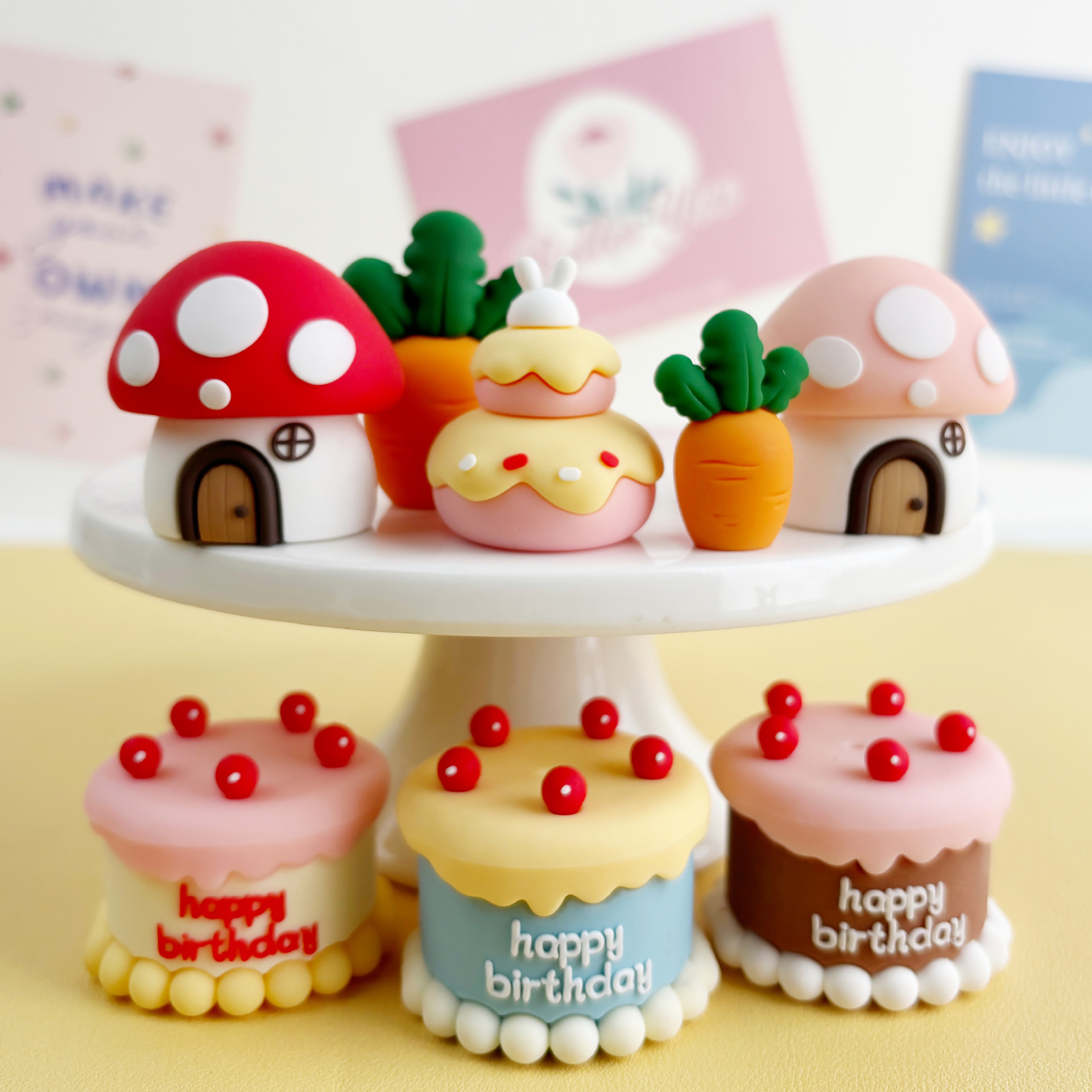 Creative cartoon baking birthday standing Mori animal soft glue decoration plug-in cake decoration children doll radish