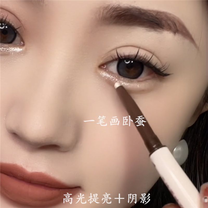 Ленивый перламутровый матовый хайлайтер с двойным концом, водостойкий, не размазывается, два в одном