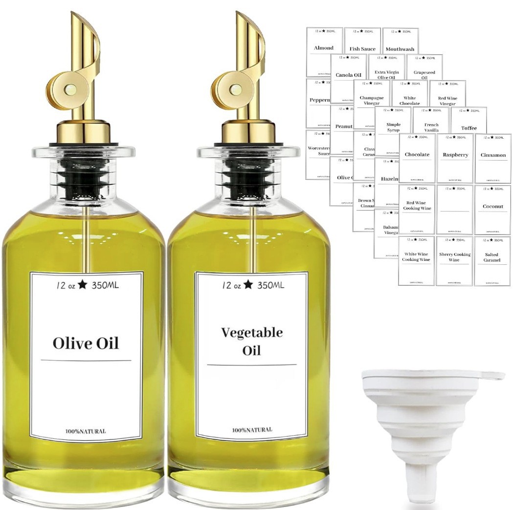 Amazon kitchen supplies 500ml crystal white glass automatic control opening and closing oil control pot soy sauce vinegar 350ml explosions