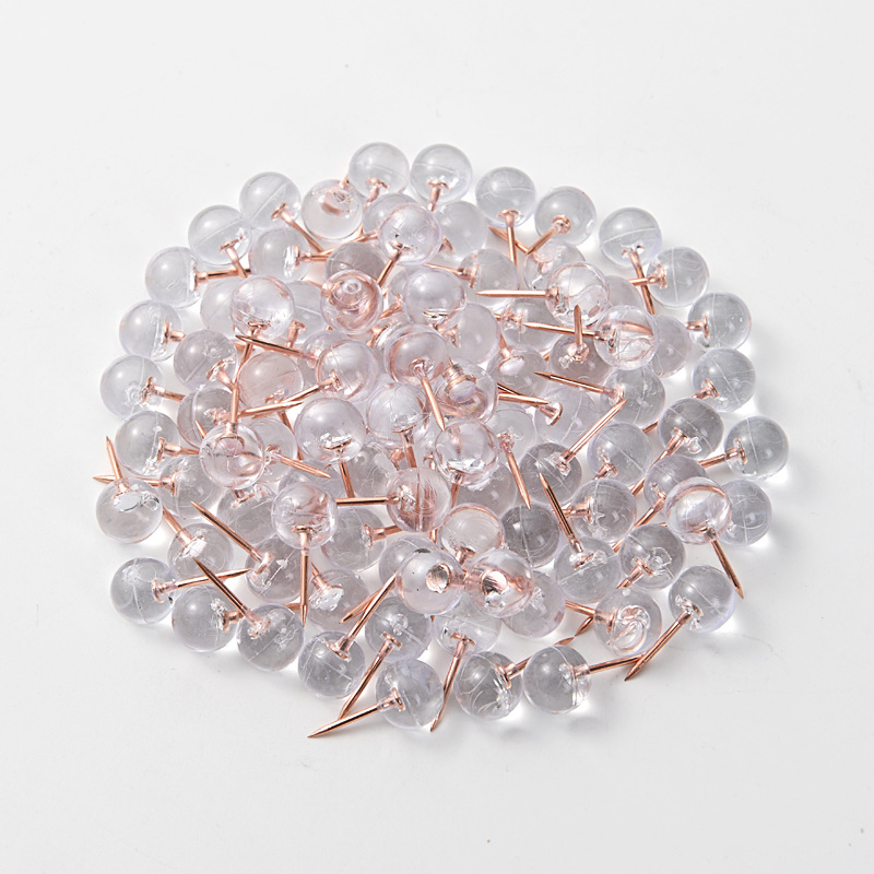 Transparent ball nail rose gold nail 9*20mm cork board photo wall fixed press nail plastic pin nail