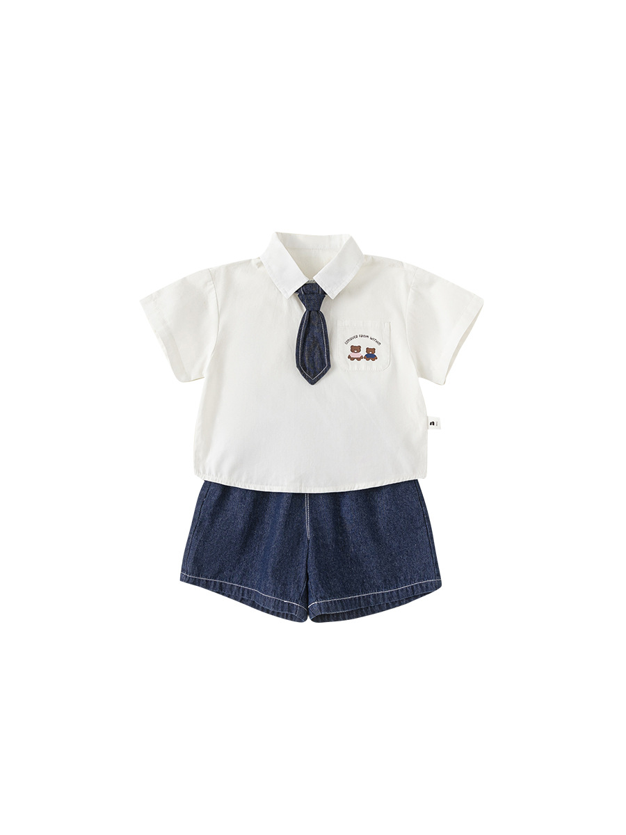 Youbao Kidsren's Clothing Boys' Suits Kidsren's Preppy Style Shirts Jeans Baby Class Uniforms Two-Piece Set Girls' Clothing Garden Uniforms