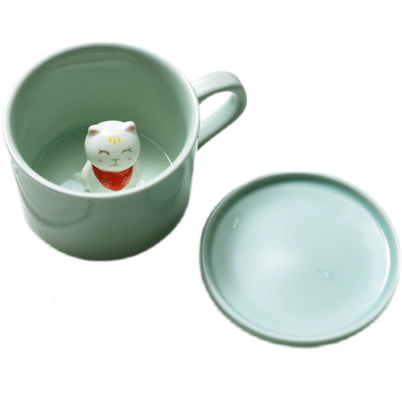 3D three-dimensional hand-painted animal Cup ceramic cup Mug Coffee Cup celadon Tea Cup support LOGO