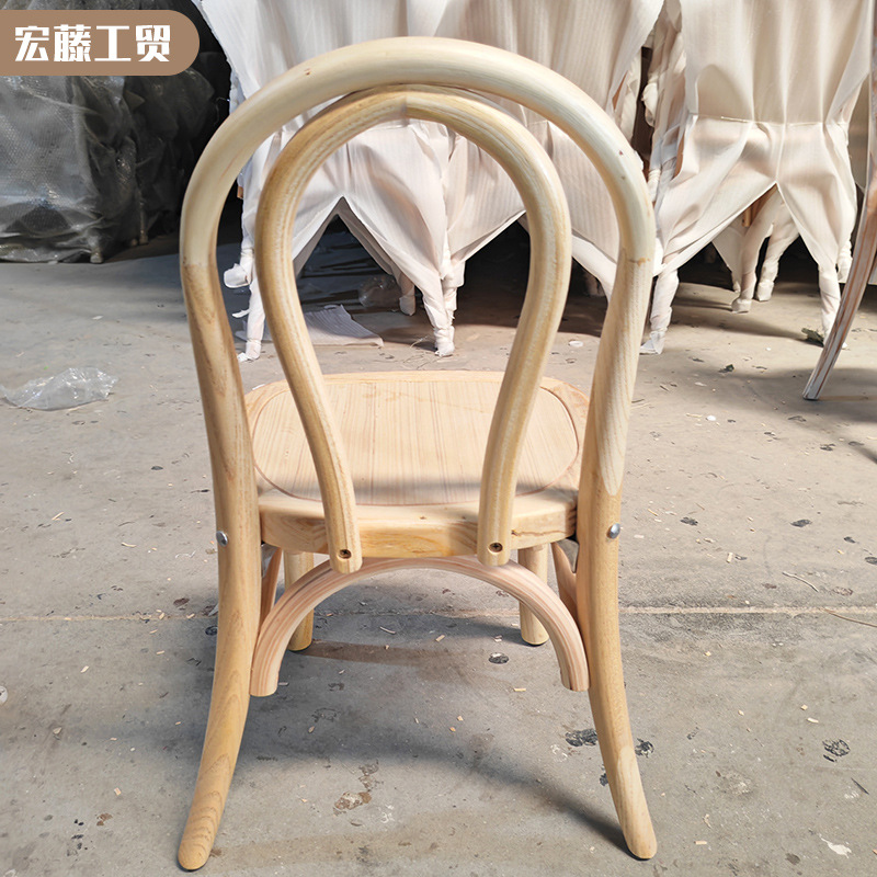 Simple Style Backrest Chair Children's Double N Chair Theme Restaurant Dining Chair Solid Wood Rattan Chair Ready Stock Wholesale Children's Double N Chair