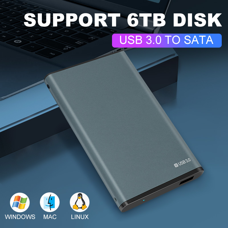 Коробка для мобильного жесткого диска 2.5 дюйма, USB3.0, алюминиевый корпус, высокая эффективность теплоотведения