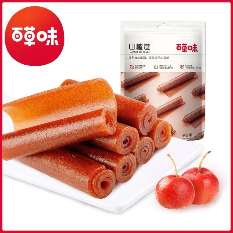 Herbal Hawthorn Roll Fruit Mantan 228g Box Gauge 30 Pack Sweet and Sour Candied Fruit Snacks Hawthorn Products