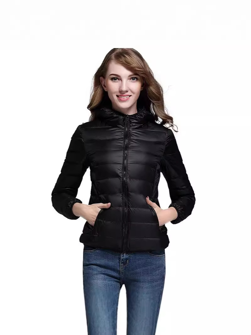 2024 New Thin down Jacket Women's Hooded Korean Style Short Women's White Duck down Lightweight down Jacket Women's Wholesale