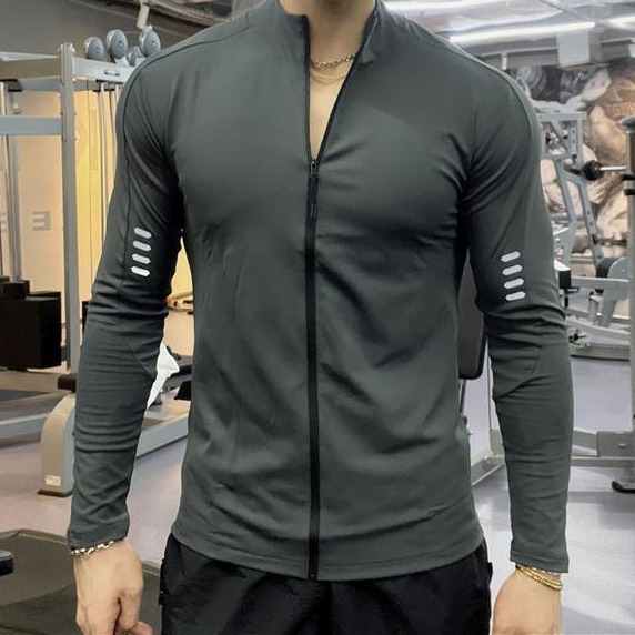 Спортивная куртка для мужчин осень, быстросохнущая, с молнией, свободная, повседневная, для бега, универсальная