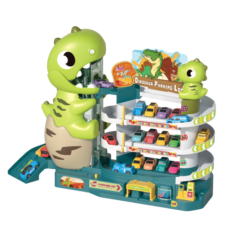 Children's Dinosaur Track Parking Railcar Small Train Break-through Big Adventure Parking Building Educational Toy Boy