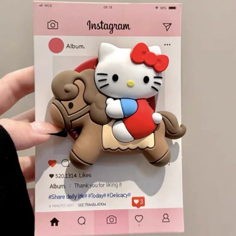 Three-Dimensional Cartoon Silicone Kitty Cat Suitable for Magsafe Magnetic Holder with Strong Adsorption and Retractable Desktop Airbag