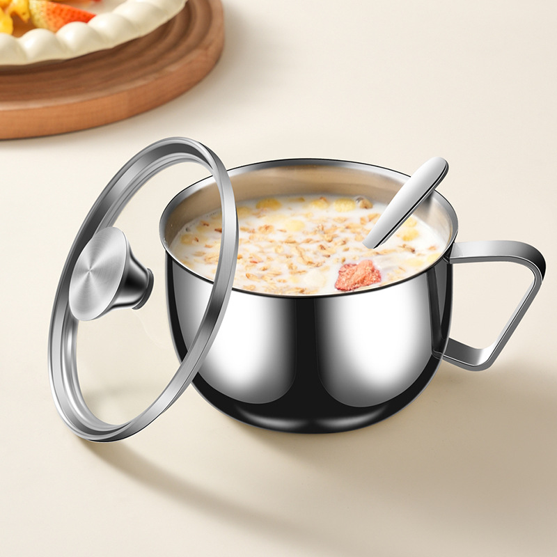 Thickened 304 Stainless Steel Breakfast Cup Food Grade Milk Cup with Lid Office Worker Student Instant Noodle Bowl Anti-Fall Cup