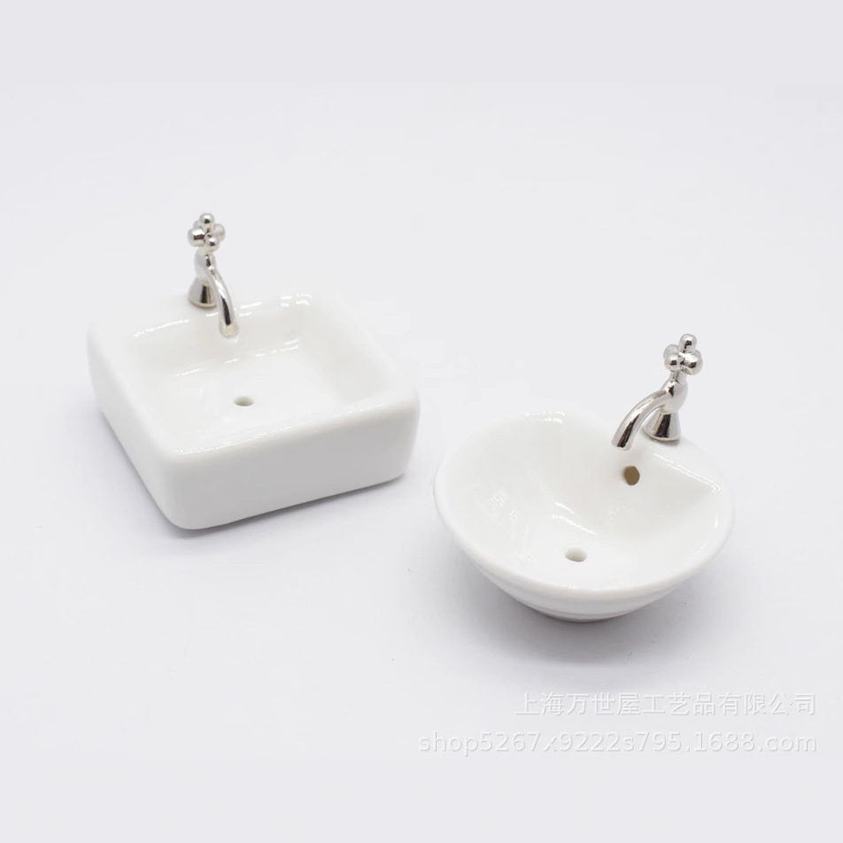 1:12 кукольный домик, мини симуляция, ванная, умывальник, чисто белый, квадратный, круглый, 2 шт.