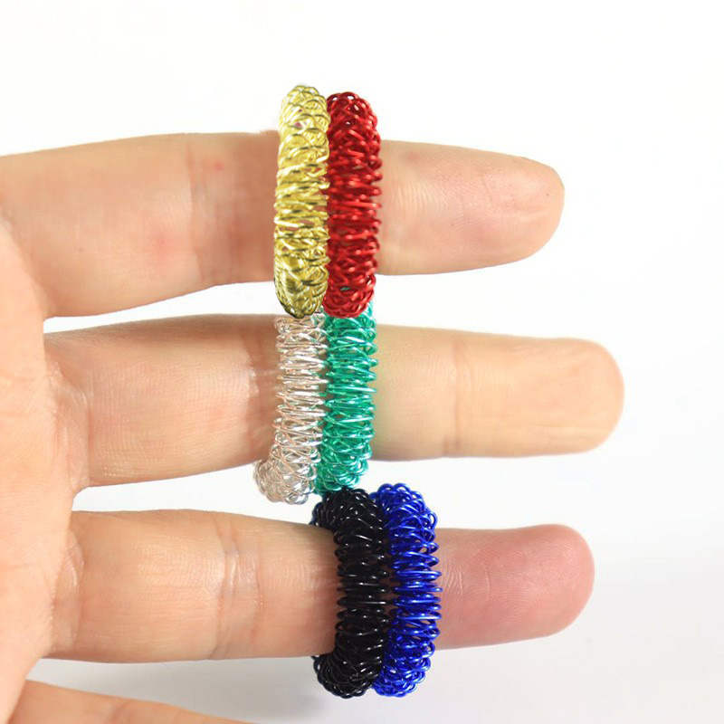 Cross-border decompression mini finger massage ring ring spring finger massager decompression fingertip children's toys
