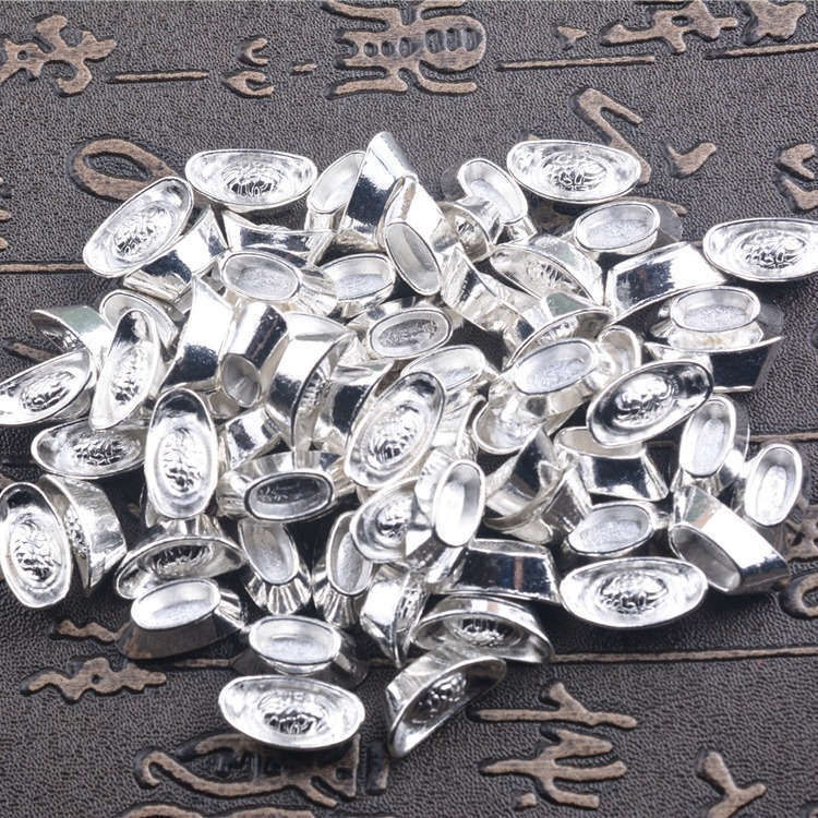 Mini Large 20mm Gold and Silver Small Ingot Home Opening Decoration Festive Wedding Photo Frame Decoration Alloy Ornaments