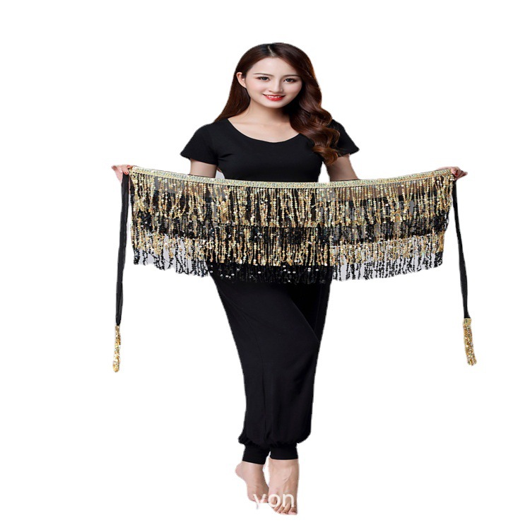 Halloween in stock Belly Dance Performance Costume ds Sequins Tassel Hips Bead Pieces Waist Chain Indian Dance Waist Towel Wholesale