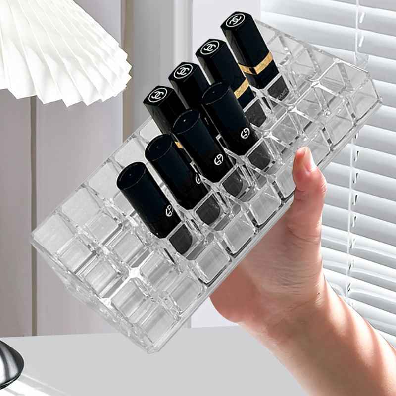 Пористый ящик для хранения помады, прозрачный, многоячеечный органайзер для косметики на столе