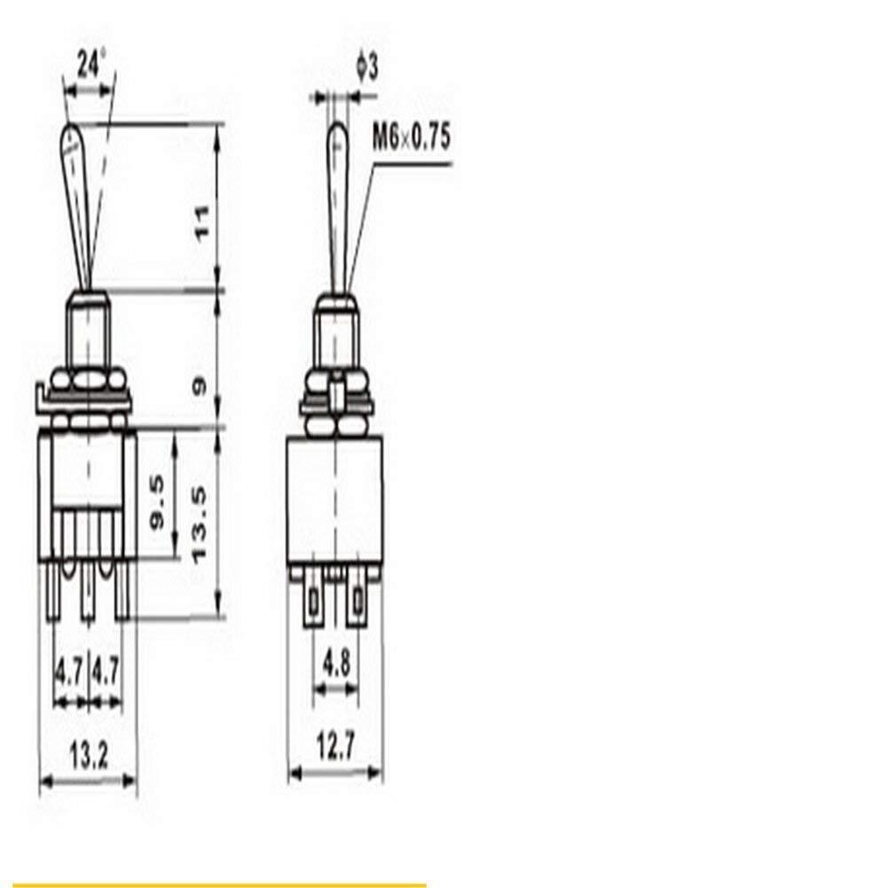 Taiss \/ 10 Pieces Blue Mini Kippschalter Ac 125 V 6A Ampere