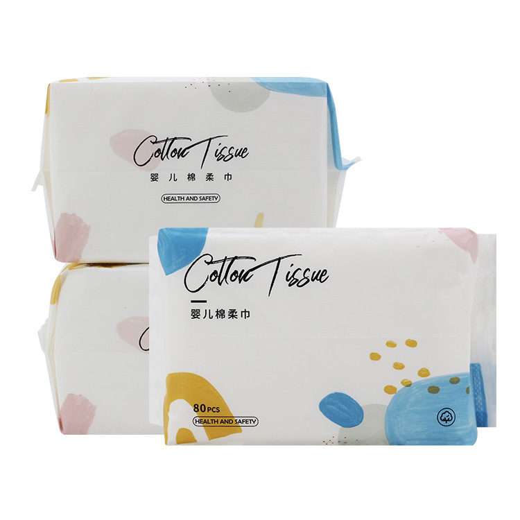 Source Factory Customized Disposable Towel Pure Cotton 60 Pumps Thickeneded Baby Removable Household Cotton Soft Towel One Box