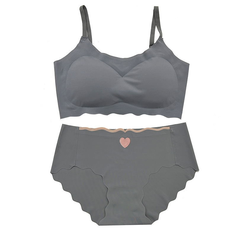 Simple Seamless Underwear Set for Girls, Sports Student Push-Up Bra with No Underwire, Camisole Style