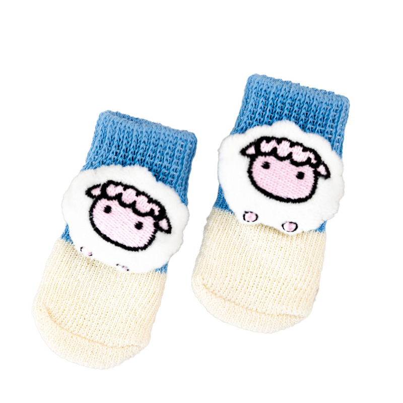 Cross-Border Dog Socks Teddy Three-Dimensional Doll Anti-Slip, Anti-Scratch and Anti-Dirty Socks Four-Pack Dog Shoes Pet Socks