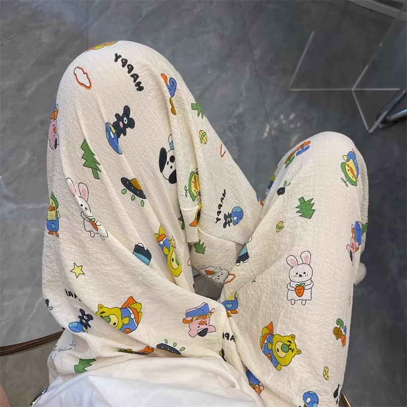 Southeast Asia2025 New Cloud Cotton Cartoon Student Pajamas Women's Summer Cute Casual Pants Can Be Worn Outside