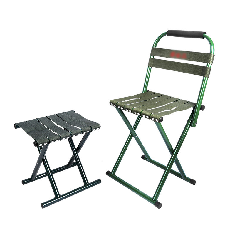 Outdoor Student Training Iron Mazar with Backrest Camping Fishing Sketching Leisure Chair Barbecue Stall Foldableing Mazar