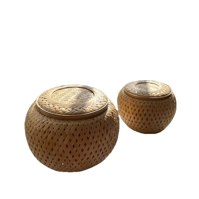 Handmade Bamboo Products Double Woven Pu'er Tuo Tea Storage Box Tea Jar Scented Tea Dragon Ball Tea Box Go Box