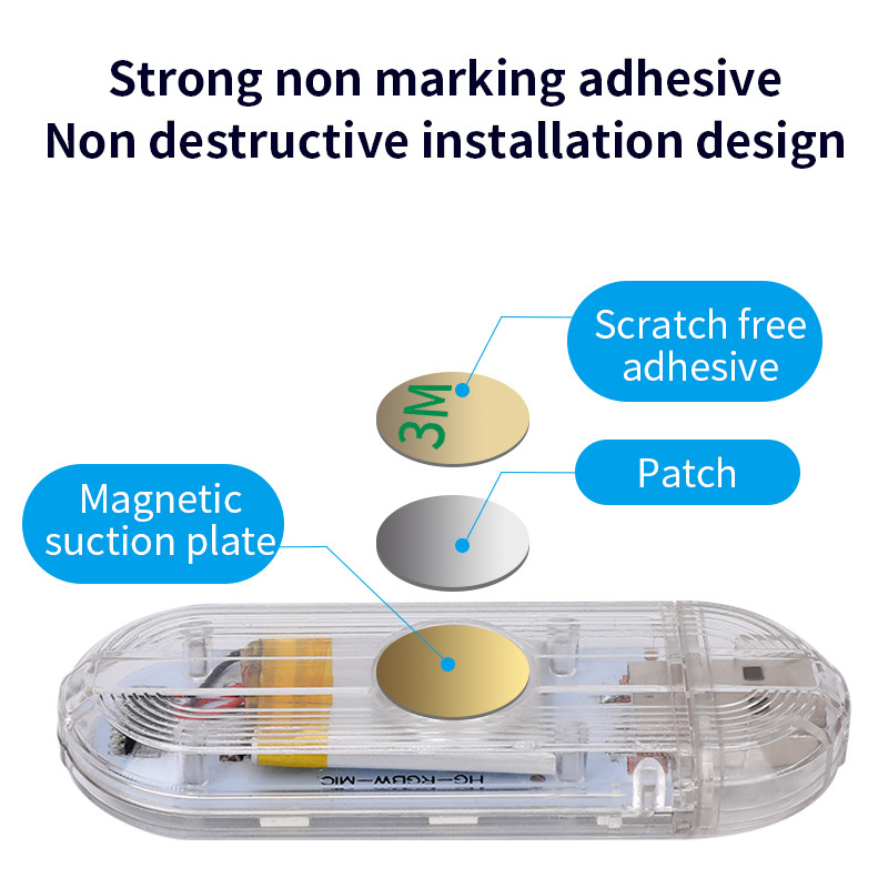Car touch light car reading light colorful car USB rhythm voice control headlamp trunk LED lighting