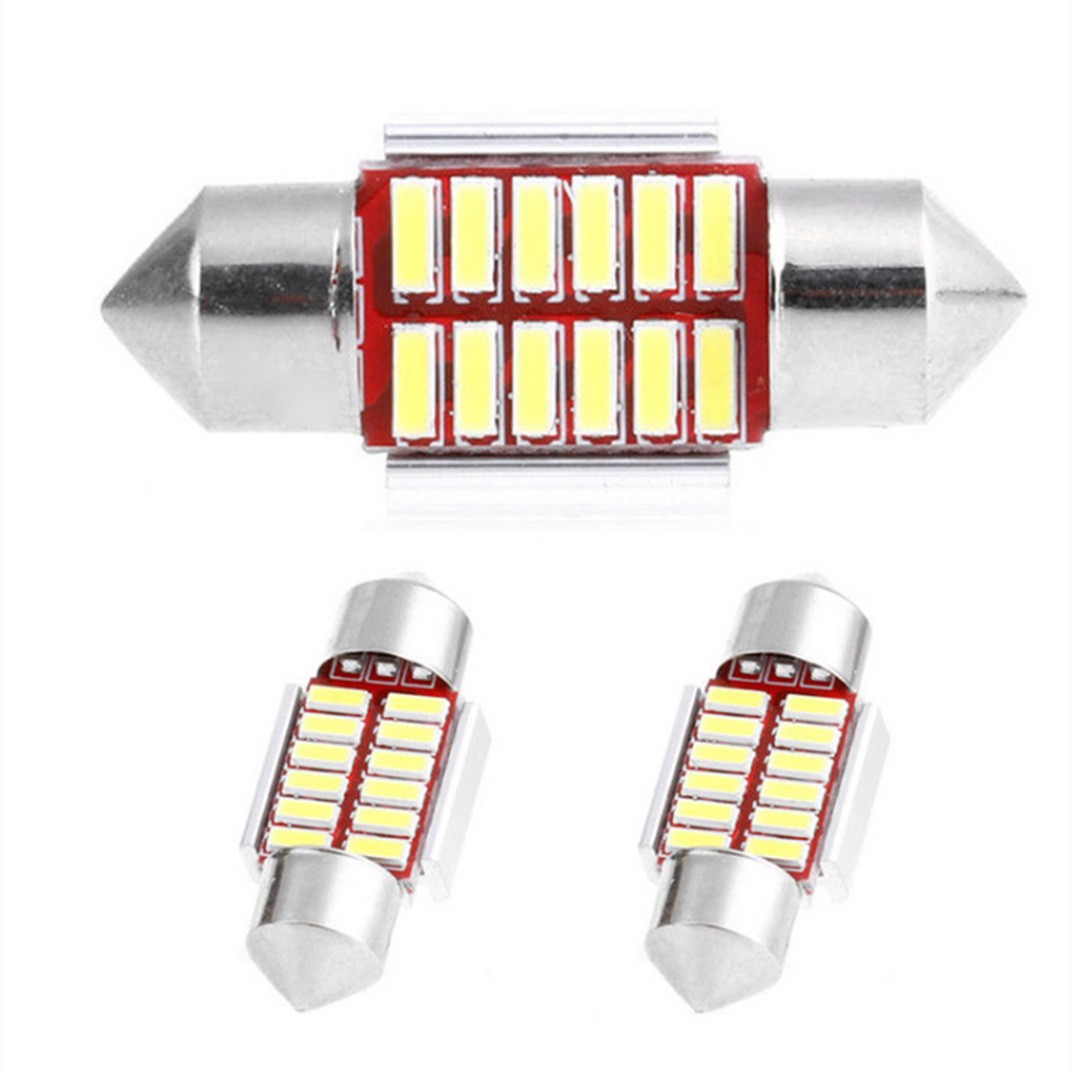 Car Led Double Tip Light Decoding Canbus 36mm 4014 12Smd Roof Light License Plate Light Indoor Light