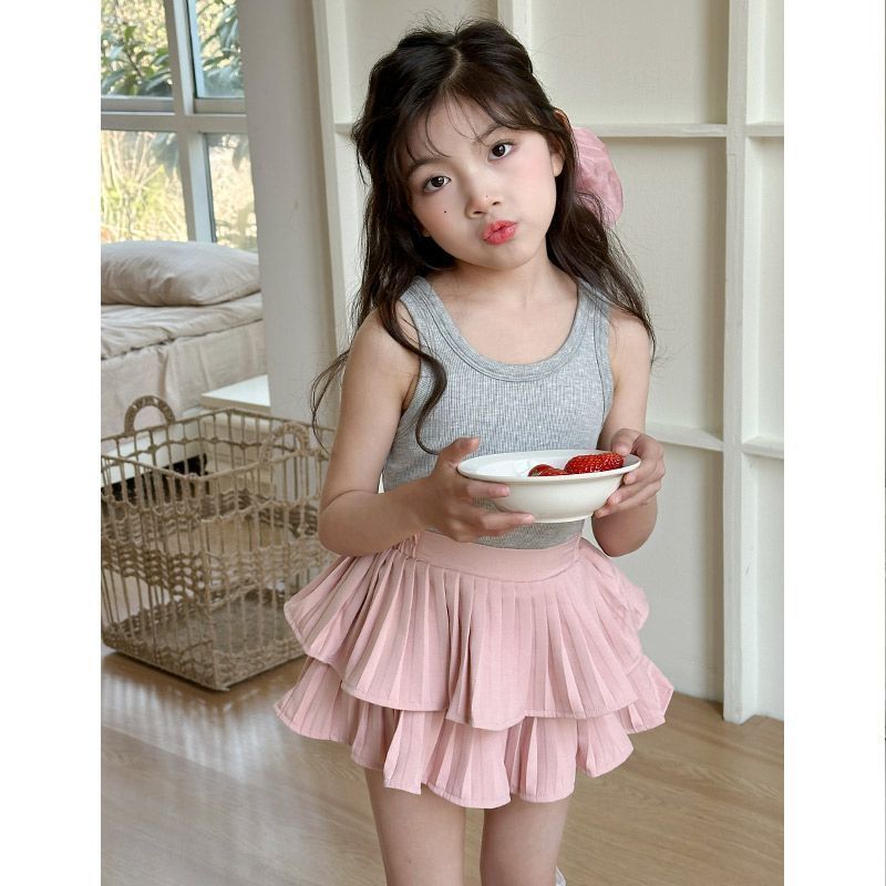 Girl's Cake Skirt Summer Dress Princess Style Children's Skirt Children's Baby's Pleated Skirt Stylish Summer Skirt