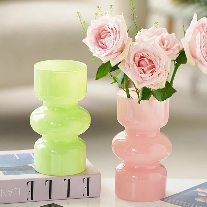 French Middle Transparent Glass Vase Desktop Ornaments Living Room Niche Flower-arranging Hydroponic Flowers Advanced Sense Decorations