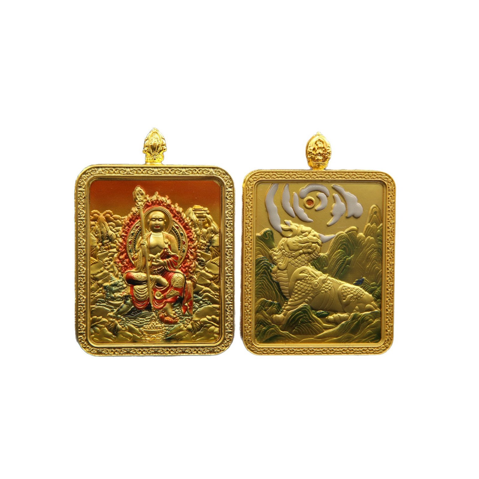 Ksitigarbha Bodhisattva Thangka Listening Double-sided Hand-woven Necklace Buddha Brand Chinese-style Xizang-style Crafts Decorations