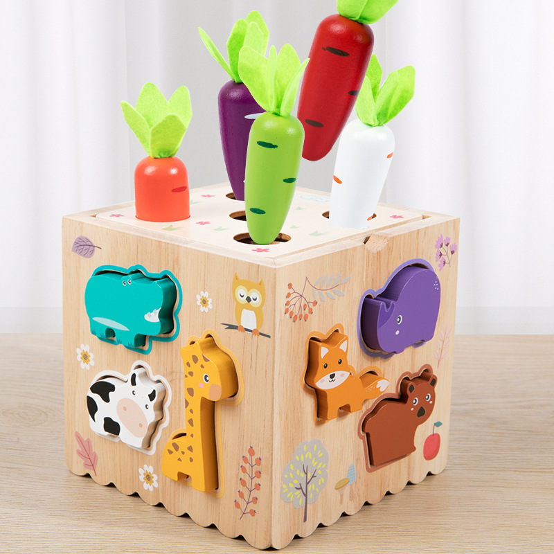 Wooden Treasure Box Set Column Shaped Box Beaded Toys Kindergarten Shape Digital Cognitive Early Education Multifunctional Toys