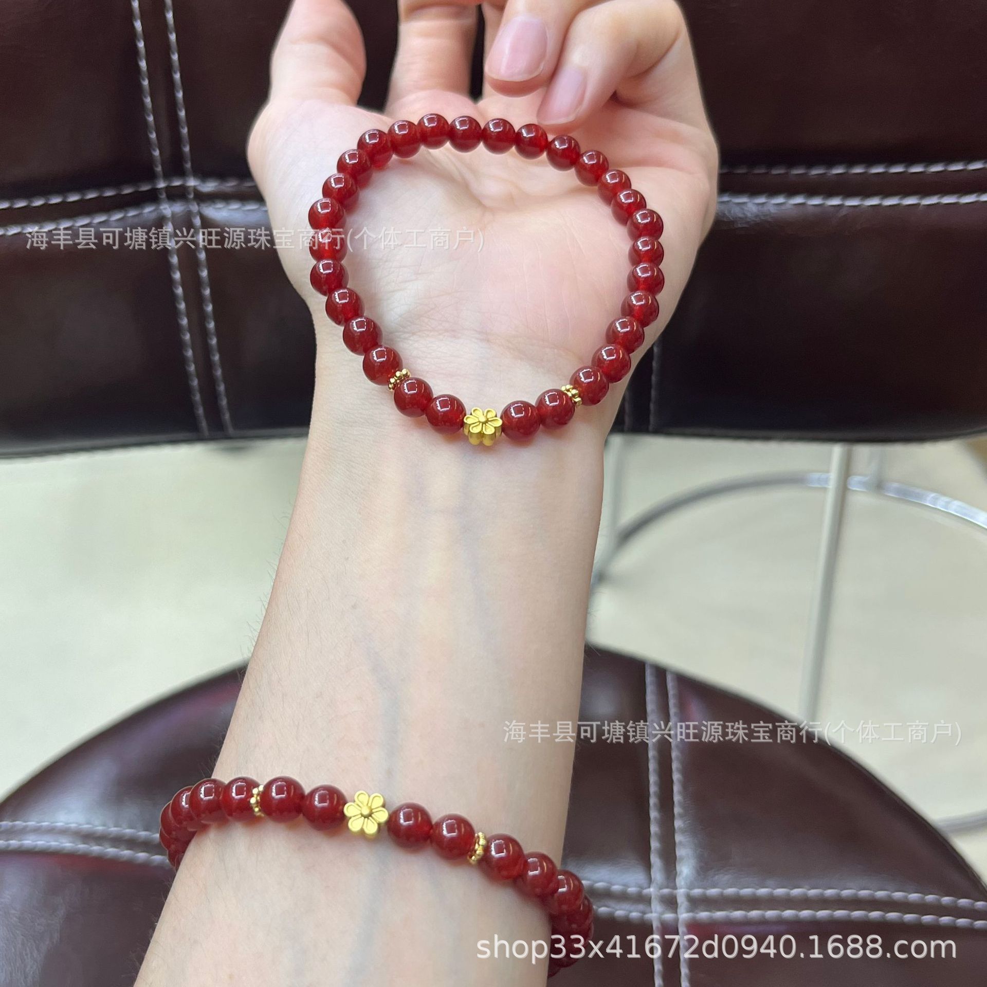 Натуральный красный агат, южный красный браслет с цветочными аксессуарами, летний оригинальный дизайн, онлайн-благосостояние