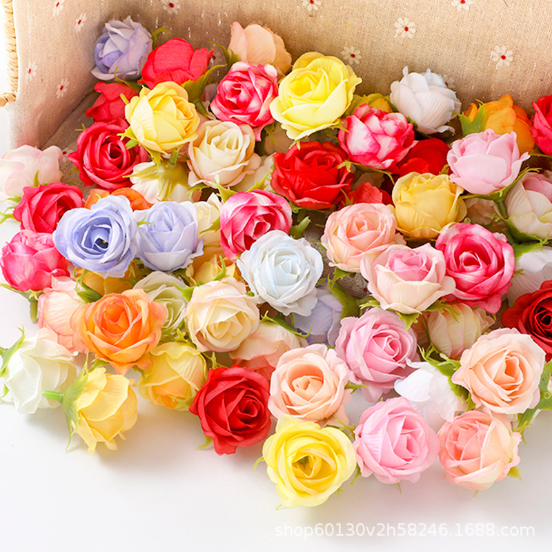 Кросс-Бордер Маленькая Роза Цветок Голова DIY Материал Цветочный Бутон Искусственный Цветок Декорации для Свадьбы