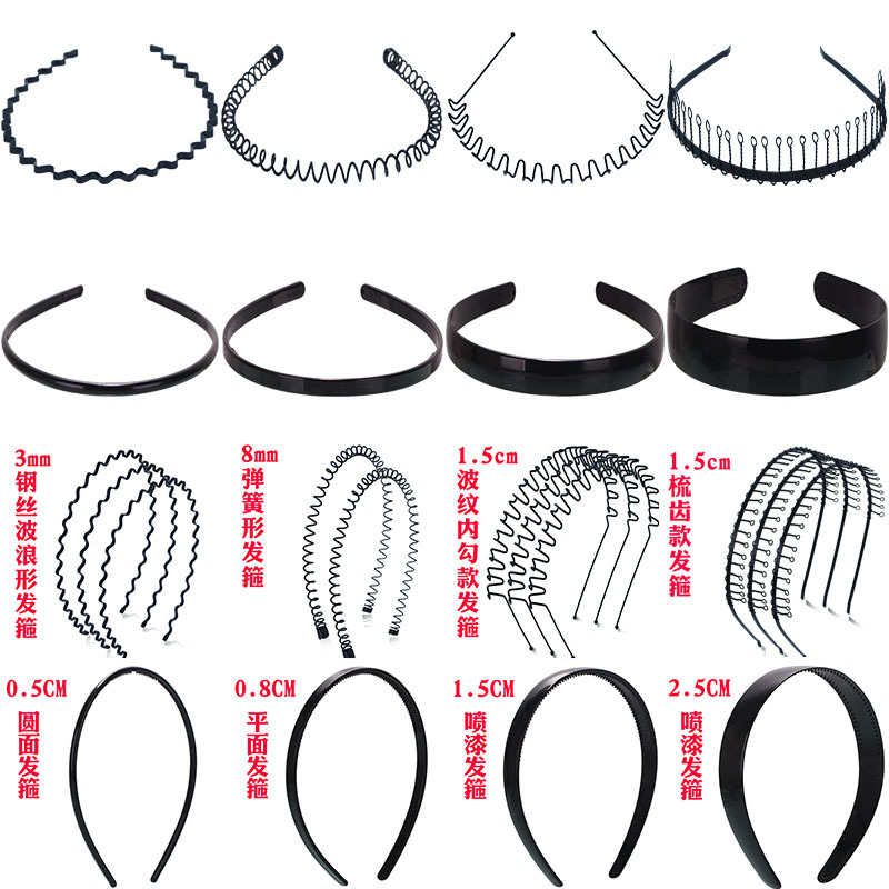 Men's and Women's Iron Hair Band Headband Cross-border Hot-selling Invisible Sports Simple Korean Style Back Hair Cave Wave Hair Card Headwear