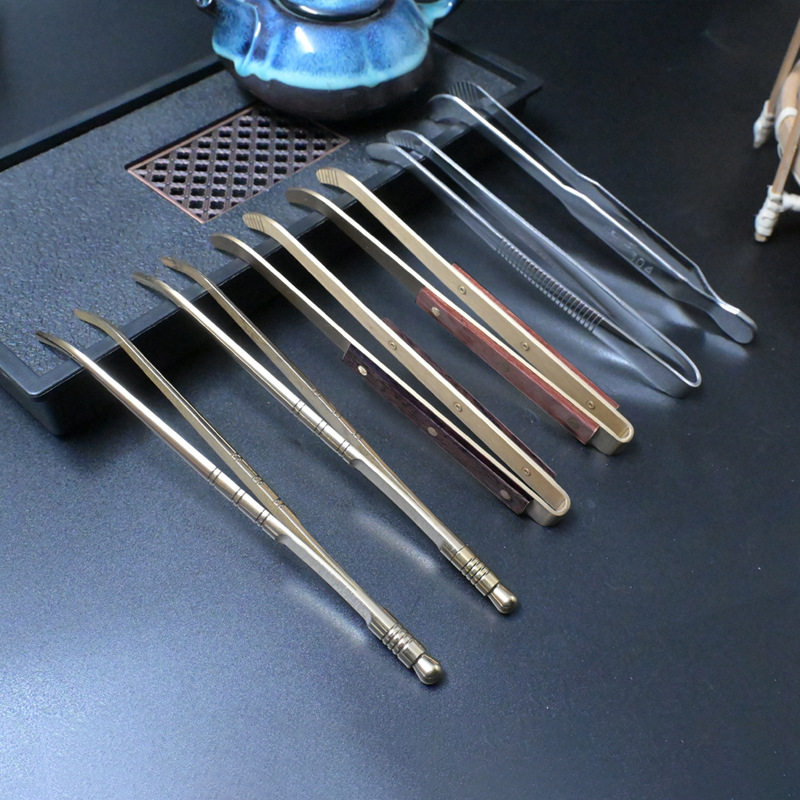 Медный и деревянный зажим для чая, зажим для чая из нержавеющей стали, зажим для чашки, пинцеты, аксессуары для чайного набора, высококачественный зажим из массива дерева