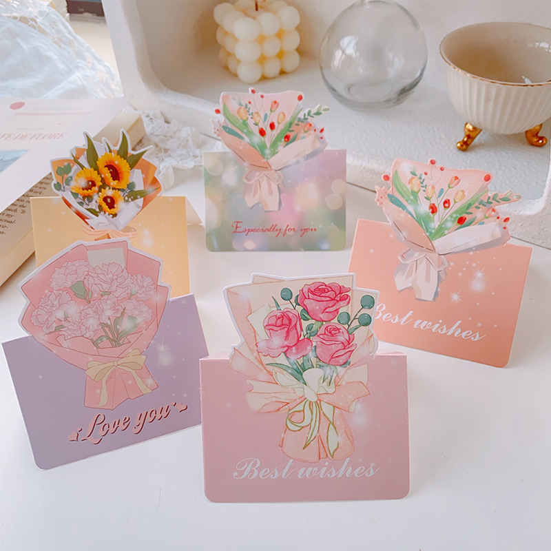 Three-dimensional bouquet flower creative greeting card flower shop birthday blessing mother's day small card teacher's day thank you card