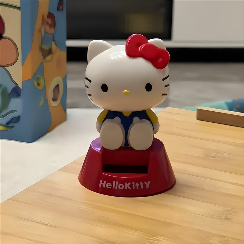 Hellokitty Car Ornaments Solar Hello Kitty Bobblehead Doll Central Control Decoration Car Interior Accessories