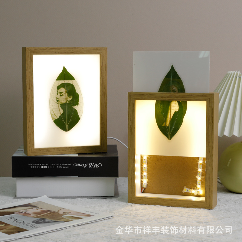 Leaf Carving Photo Frame with Light Source Leaf Carving Creative Paper-cut Luminous Photo Gift Wholesale for Girlfriend's Holiday Birthday